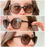 Prada Cat Eye Square Metal Corners Women's Sunglasses Brown Tortoiseshell Polarised SPR 01O