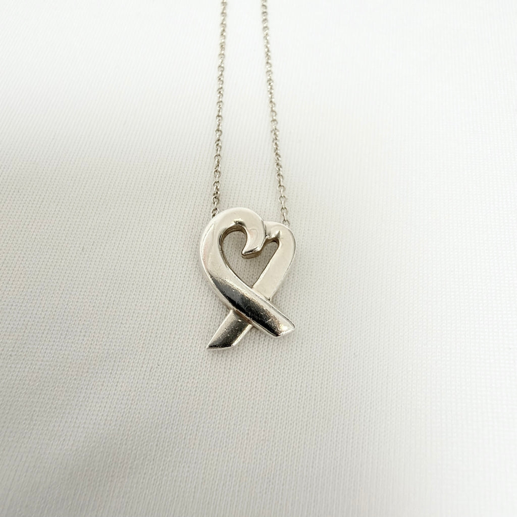 Tiffany & Co. Sterling Silver 925 Paloma Picasso Loving Heart Pendant 16 Inches Necklace With Packaging