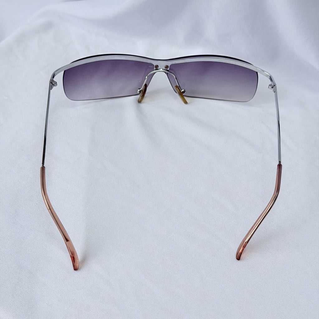 Chanel 4043 Wrap Rimless Vintage Grey Silver Sunglasses