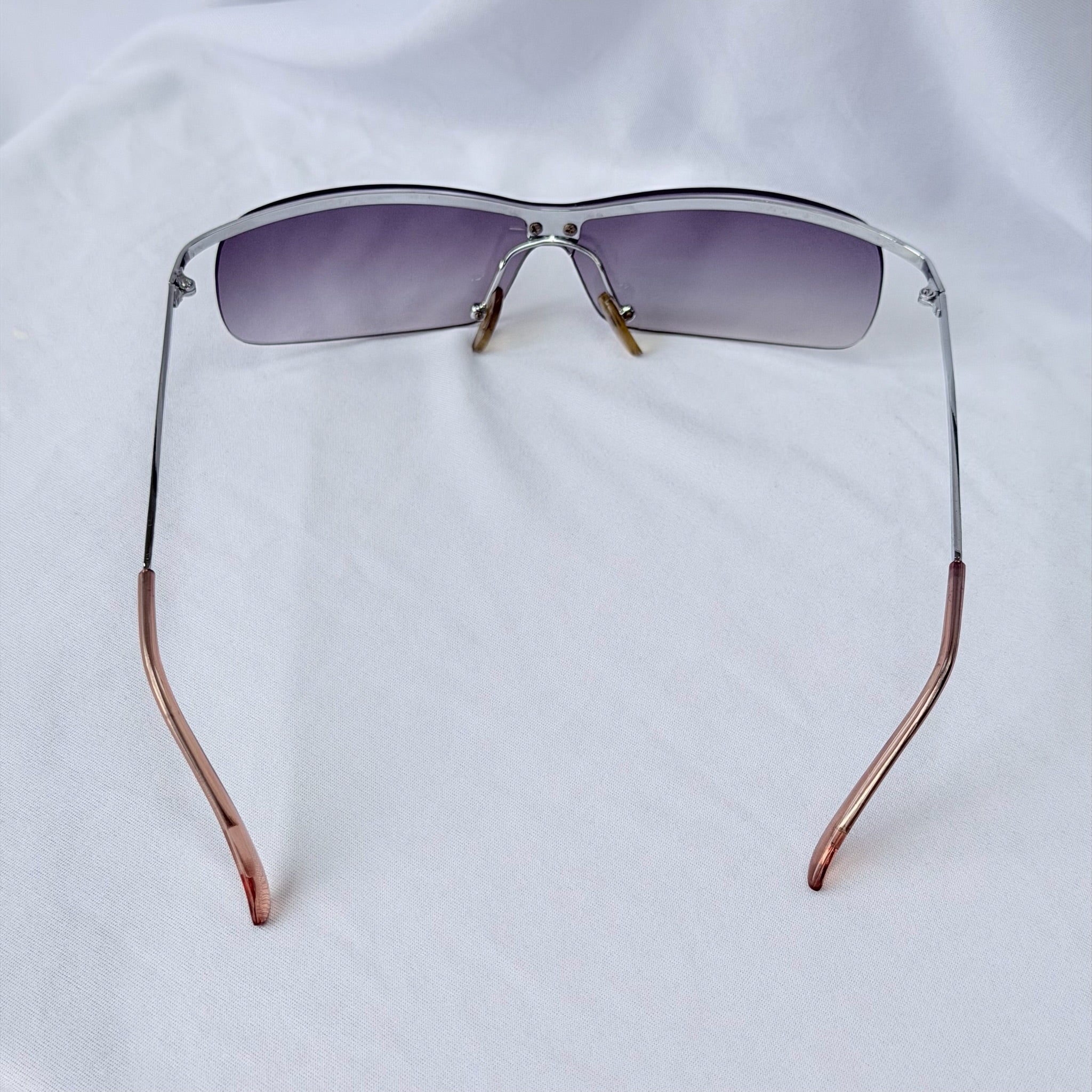 Chanel 4043 Wrap Rimless Vintage Grey Silver Sunglasses