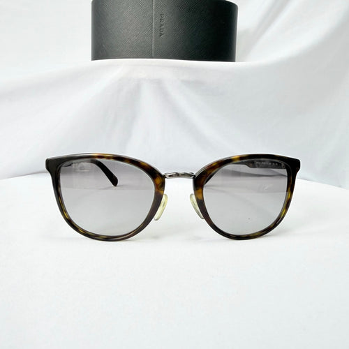 Authentic Prada Brown Tortoiseshell Oval Round Cat Eye Women Sunglasses With Case