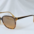 Prada Cat Eye Square Metal Corners Women's Sunglasses Brown Tortoiseshell SPR 01O