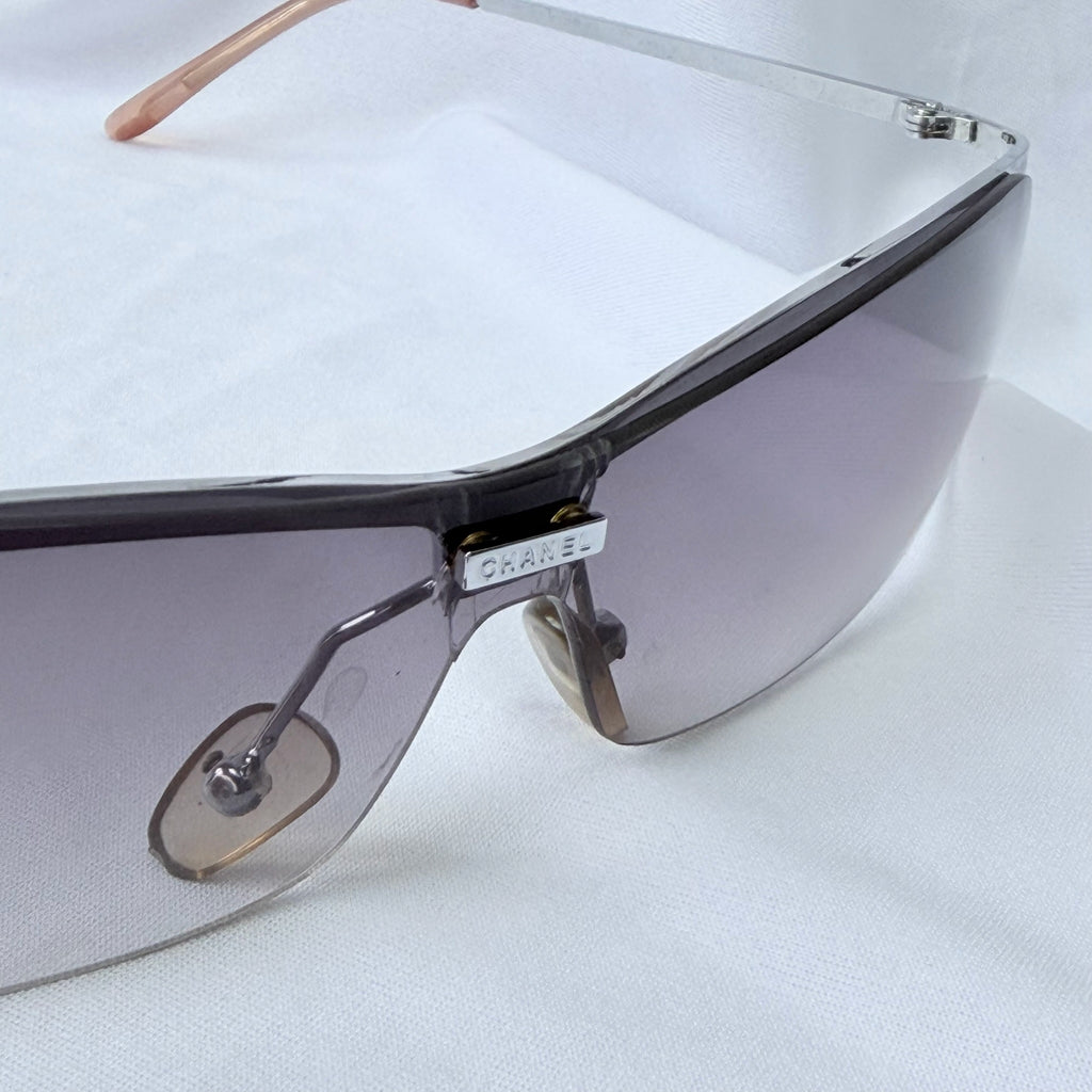 Chanel 4043 Wrap Rimless Vintage Grey Silver Sunglasses