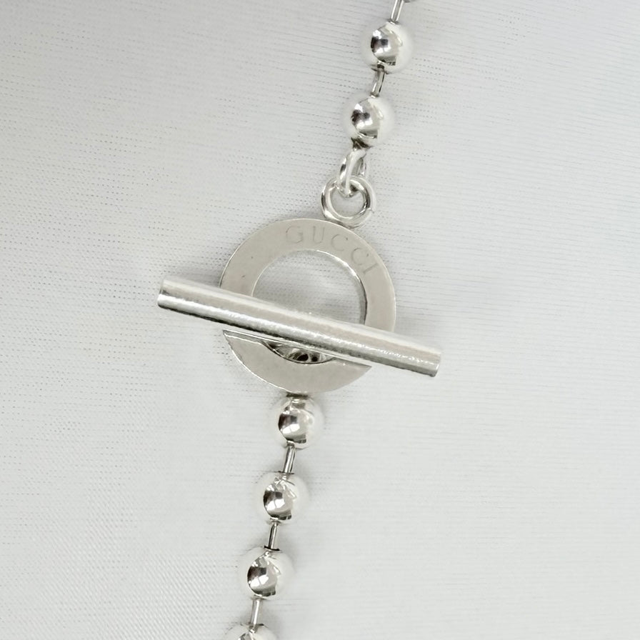 Gucci Vintage Boule Popcorn Necklace Toggle Sterling Silver 925 Women's 15 inches With Packaging