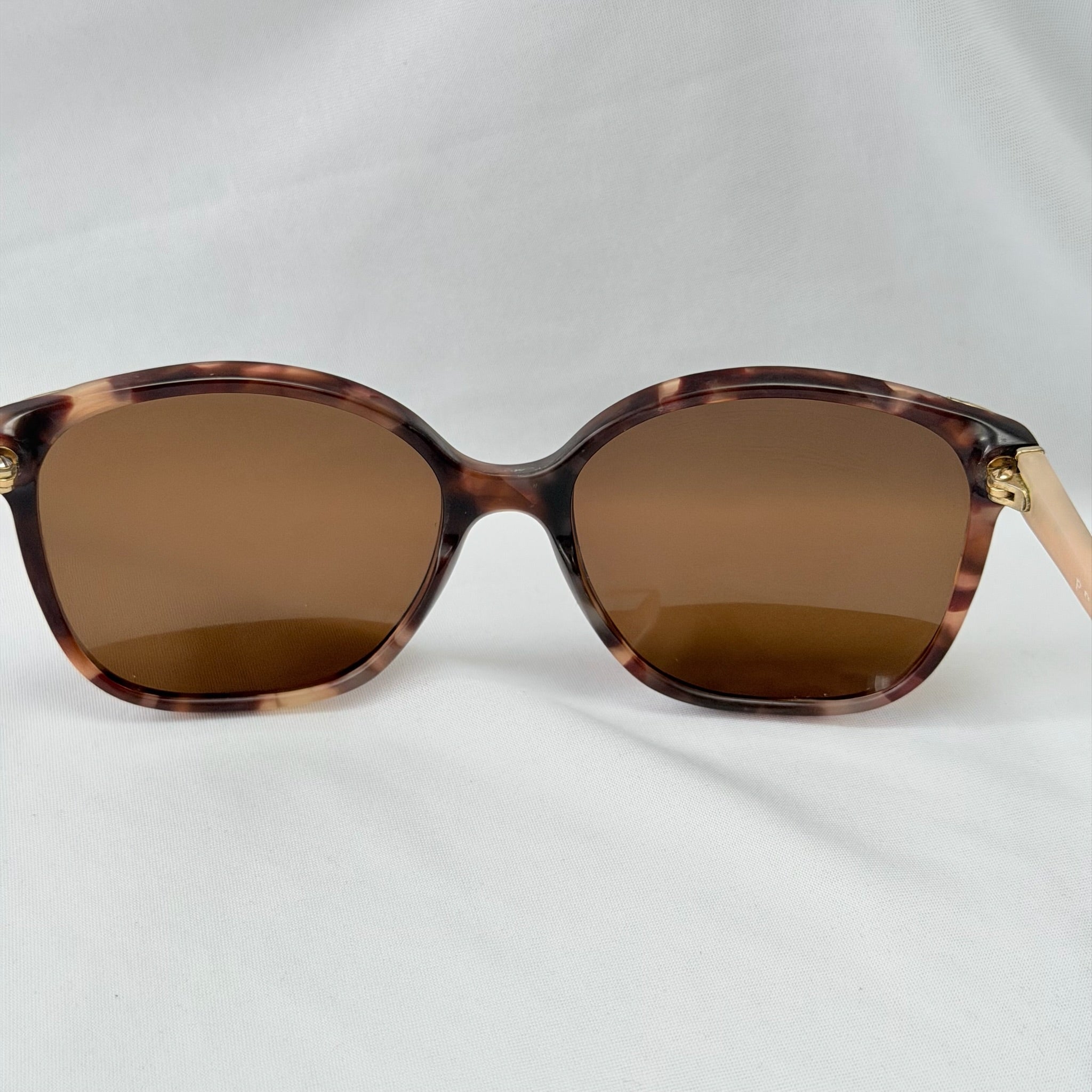 Prada Cat Eye Square Metal Corners Women's Sunglasses Pink Tortoiseshell SPR 01O polarised