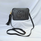 Gucci Black Grained Leather Soho Disco Small Women’s Crossbody Shoulder Handbag. Repaired