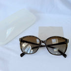 Prada Cat Eye Square Metal Corners Women's Sunglasses Brown Tortoiseshell Polarised SPR 01O