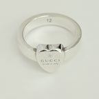Authentic Gucci Heart Women's Ring 925 Sterling Silver Size 12, UK L, EU 52
