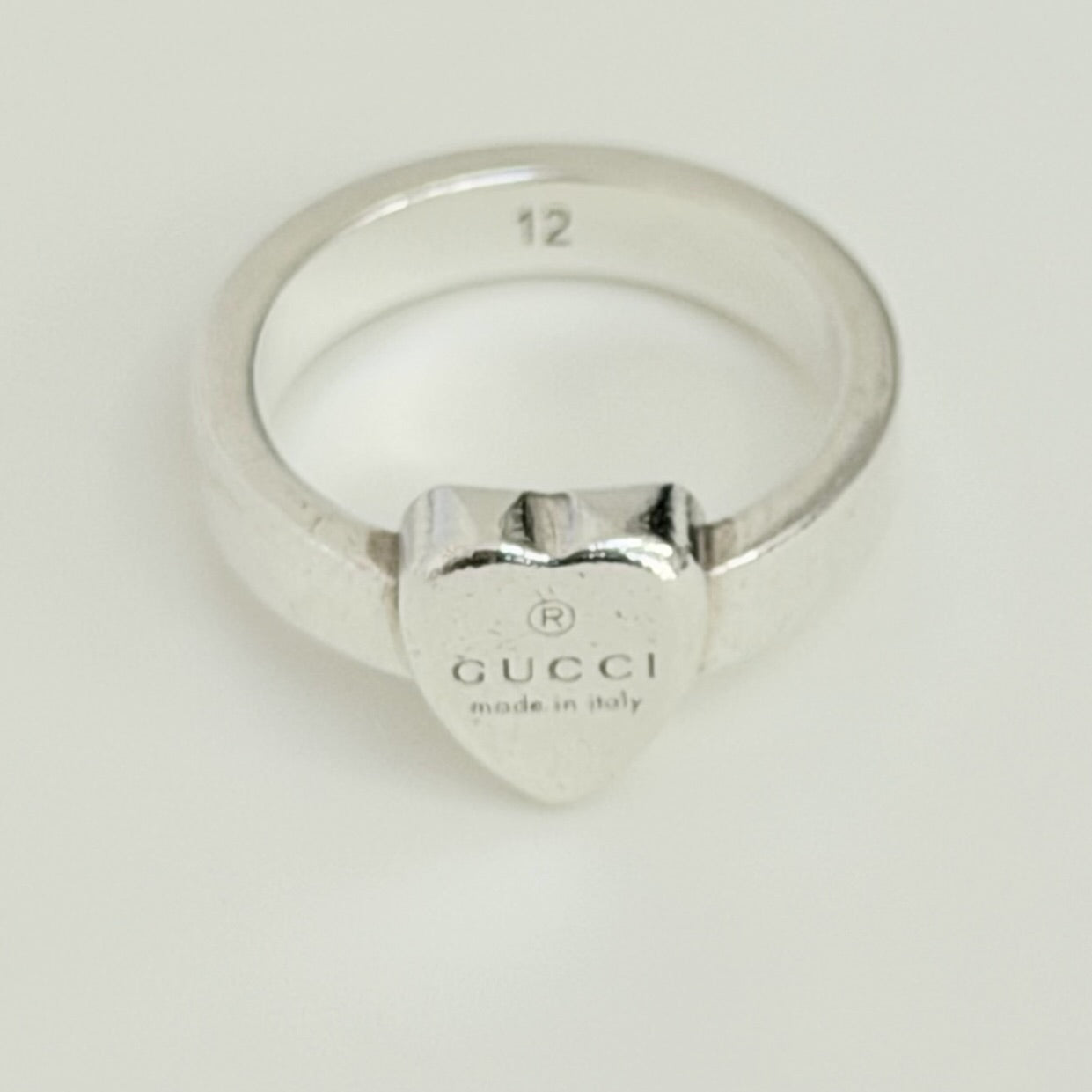 Authentic Gucci Heart Women's Ring 925 Sterling Silver Size 12, UK L, EU 52