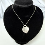 Tiffany & Co. 727 Fifth Avenue Script Medium Heart Sterling Silver 925 Necklace 22.5 Inches