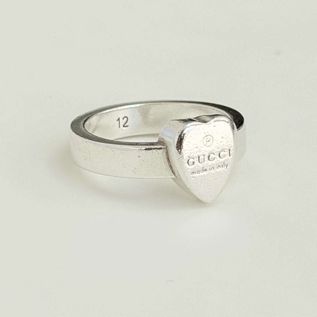 Authentic Gucci Heart Women's Ring 925 Sterling Silver Size 12, UK L, EU 52