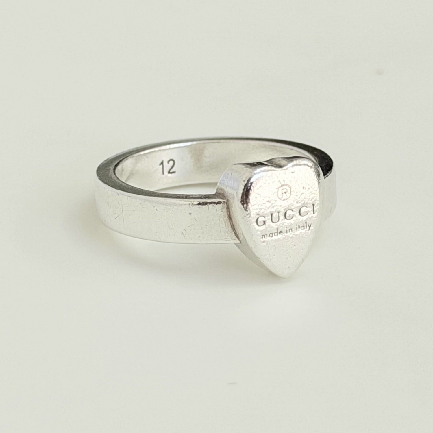 Authentic Gucci Heart Women's Ring 925 Sterling Silver Size 12, UK L, EU 52