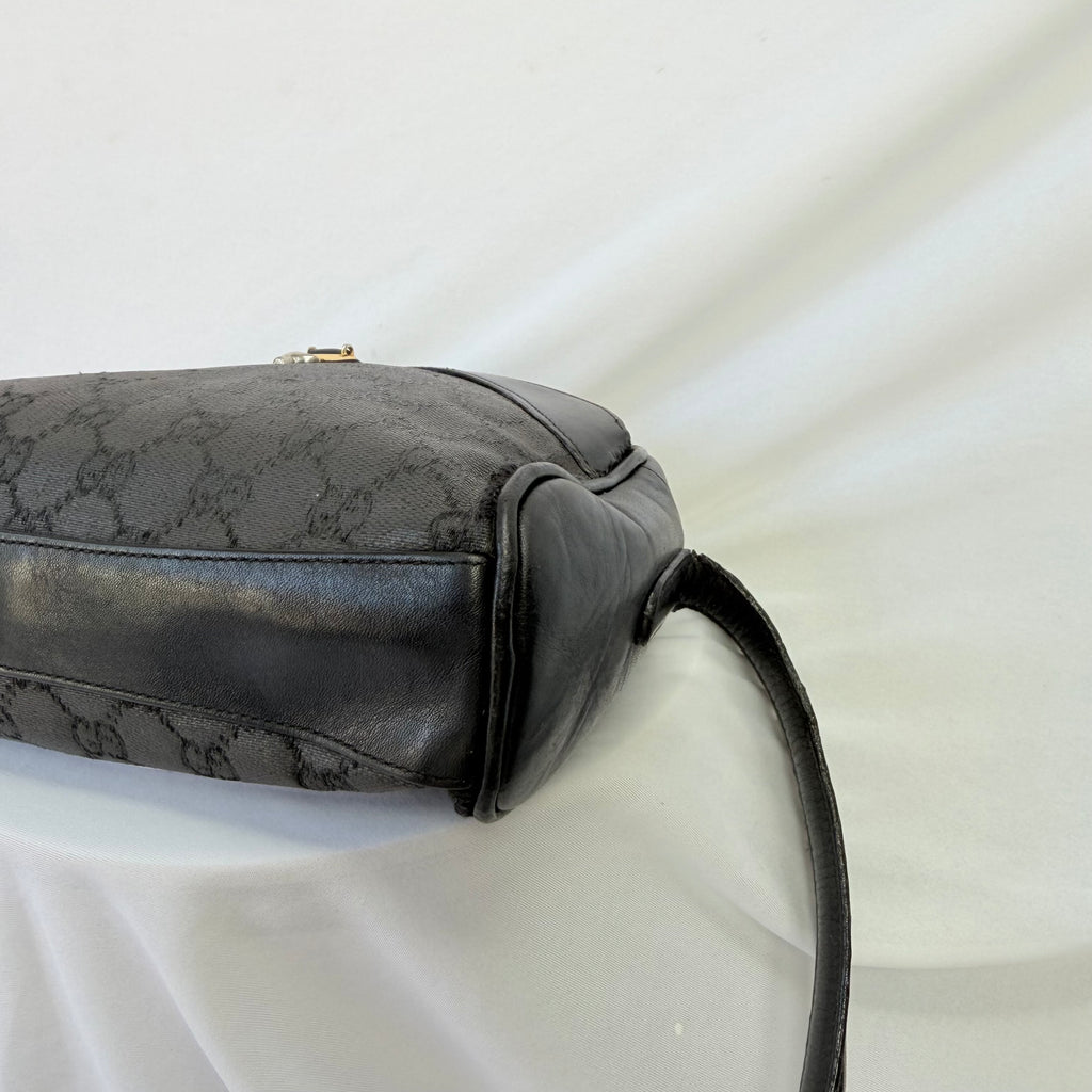 Vintage Gucci Black GG Monogram Canvas/Leather Small Crossbody Handbag