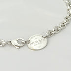Authentic Tiffany & Co. Sterling Silver 925 Oval Pendant Choker Necklace With Packaging 15 inches