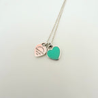 Tiffany & Co. Return to Mini Double Blue Heart Women's Necklace 18 Inches Sterling Silver 925 With Packaging