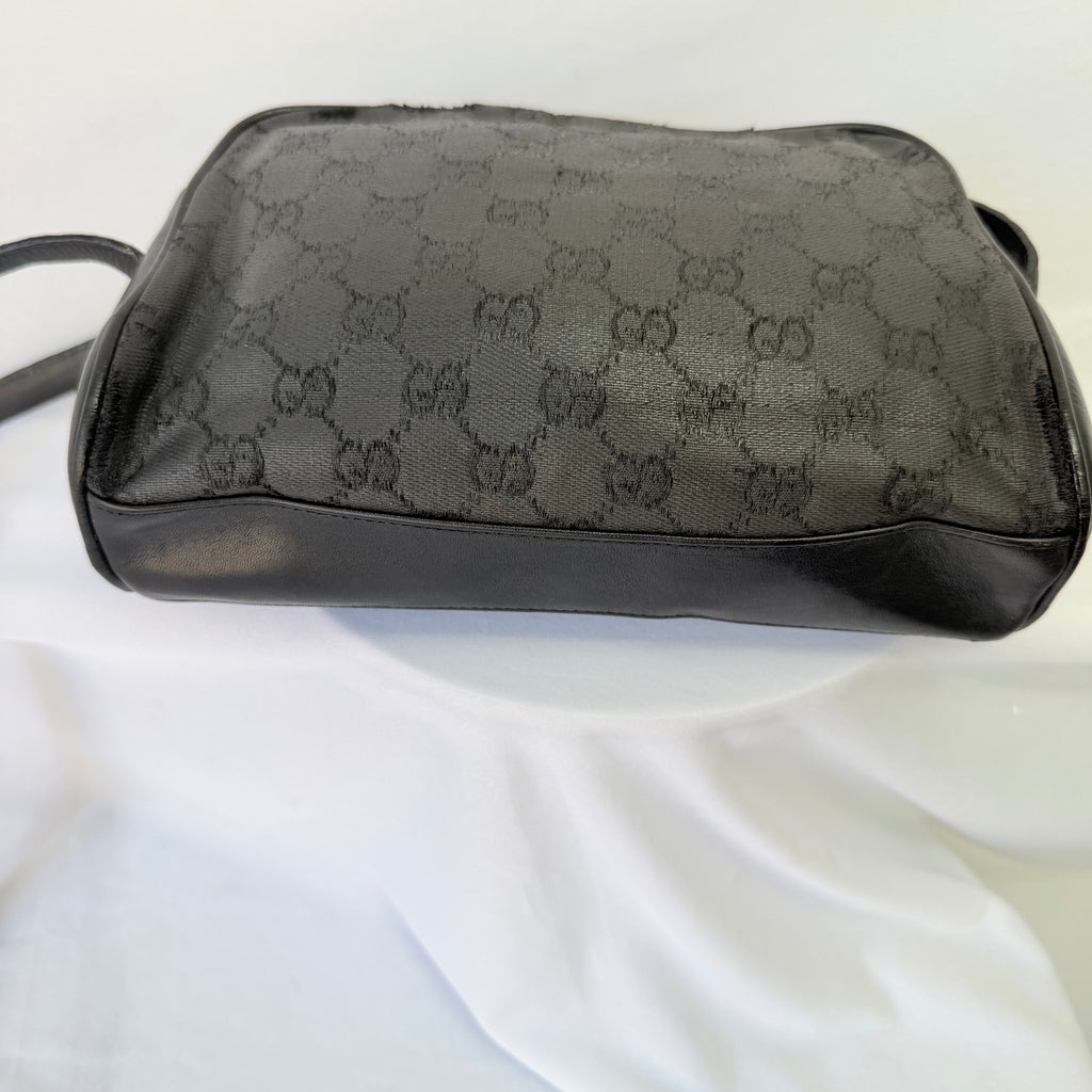 Vintage Gucci Black GG Monogram Canvas/Leather Small Crossbody Handbag