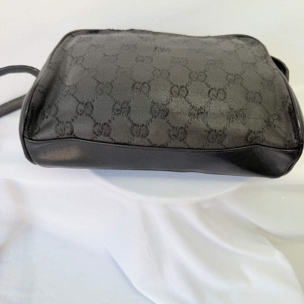 Vintage Gucci Black GG Monogram Canvas/Leather Small Crossbody Handbag