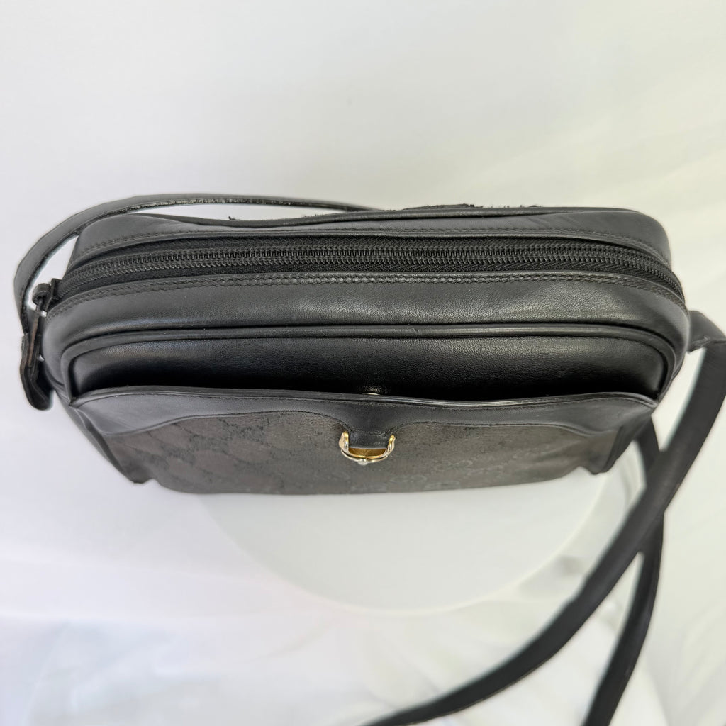 Vintage Gucci Black GG Monogram Canvas/Leather Small Crossbody Handbag