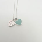 Tiffany & Co. Return to Mini Double Blue Heart Women's Necklace 19 Inches Sterling Silver 925