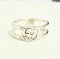 Gucci Interlocking Cut Out GG Double Band 6mm Silver Women's unisex Size 11, UK K1/2, EU 51