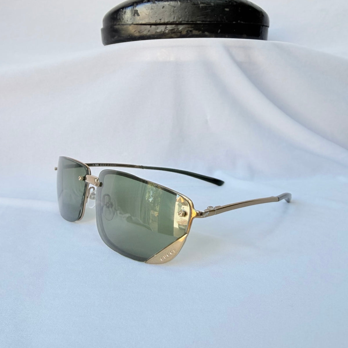 Vintage Y2K Gucci GG 1691/S Polarised UV400 Rectangular Green/Gold Sunglasses With Case
