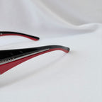 Vintage Prada Wrap Shield Red, Silver & Black Unisex Sunglasses SPR 54G With Case