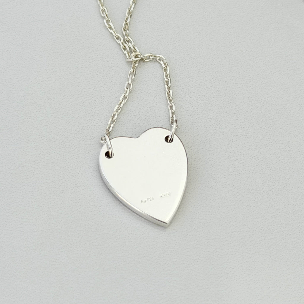 Authentic Gucci Heart Trademark Pendant Sterling Silver 925 Women’s Necklace 48cm With Packaging