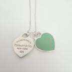 Tiffany & Co. Return to Small Double Blue Heart Women's Necklace 18 Inches Sterling Silver 925