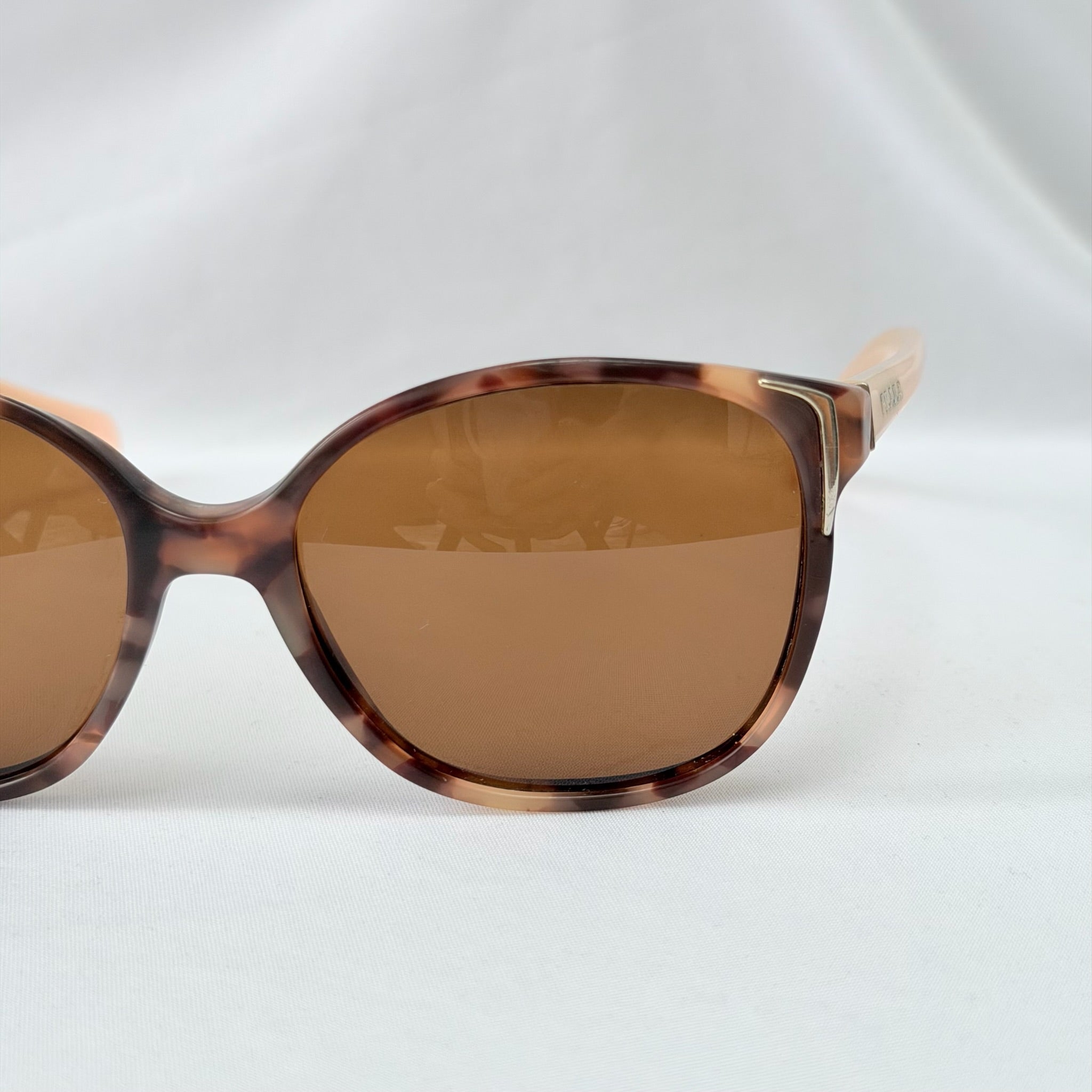 Prada Cat Eye Square Metal Corners Women's Sunglasses Pink Tortoiseshell SPR 01O polarised