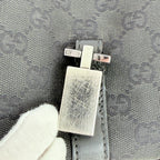 Vintage Gucci Jackie Bardot Medium Size GG Monogram Canvas Leather Black Handbag With Dustbag