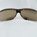 Vintage Gucci GG1870/S J5G6J Brown Gold Rimless Shield Wrap Sunglasses With Case