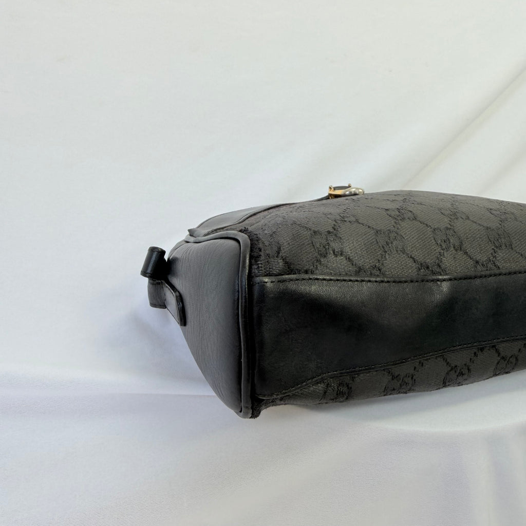 Vintage Gucci Black GG Monogram Canvas/Leather Small Crossbody Handbag