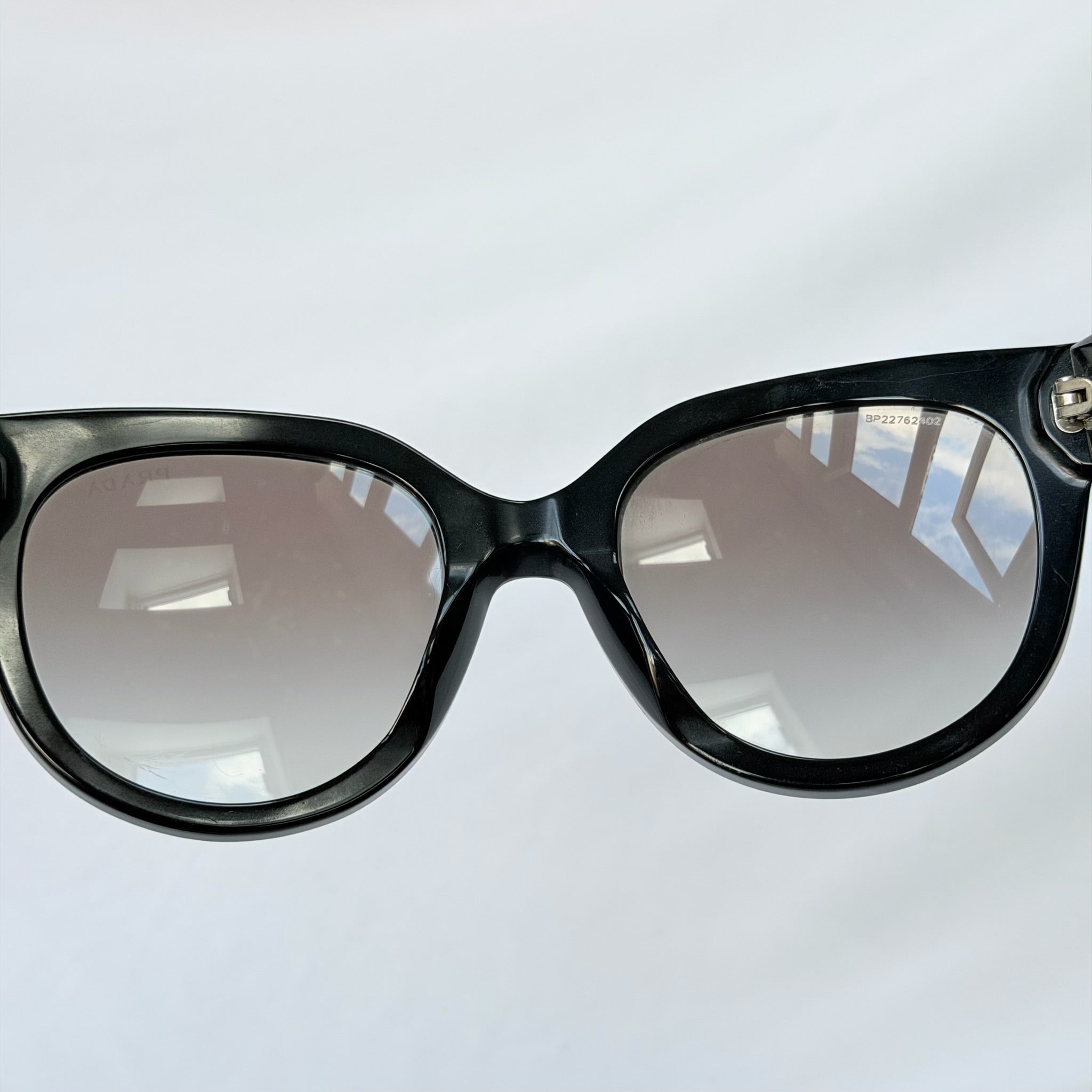 Authentic Prada Round Cat Eye Black Thick Frame Oversized Women’s Sunglasses
