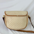 Vintage Gucci GG Supreme Monogram Small Leather Coated Canvas Beige Tan Cream Crossbody Turn Lock Handbag