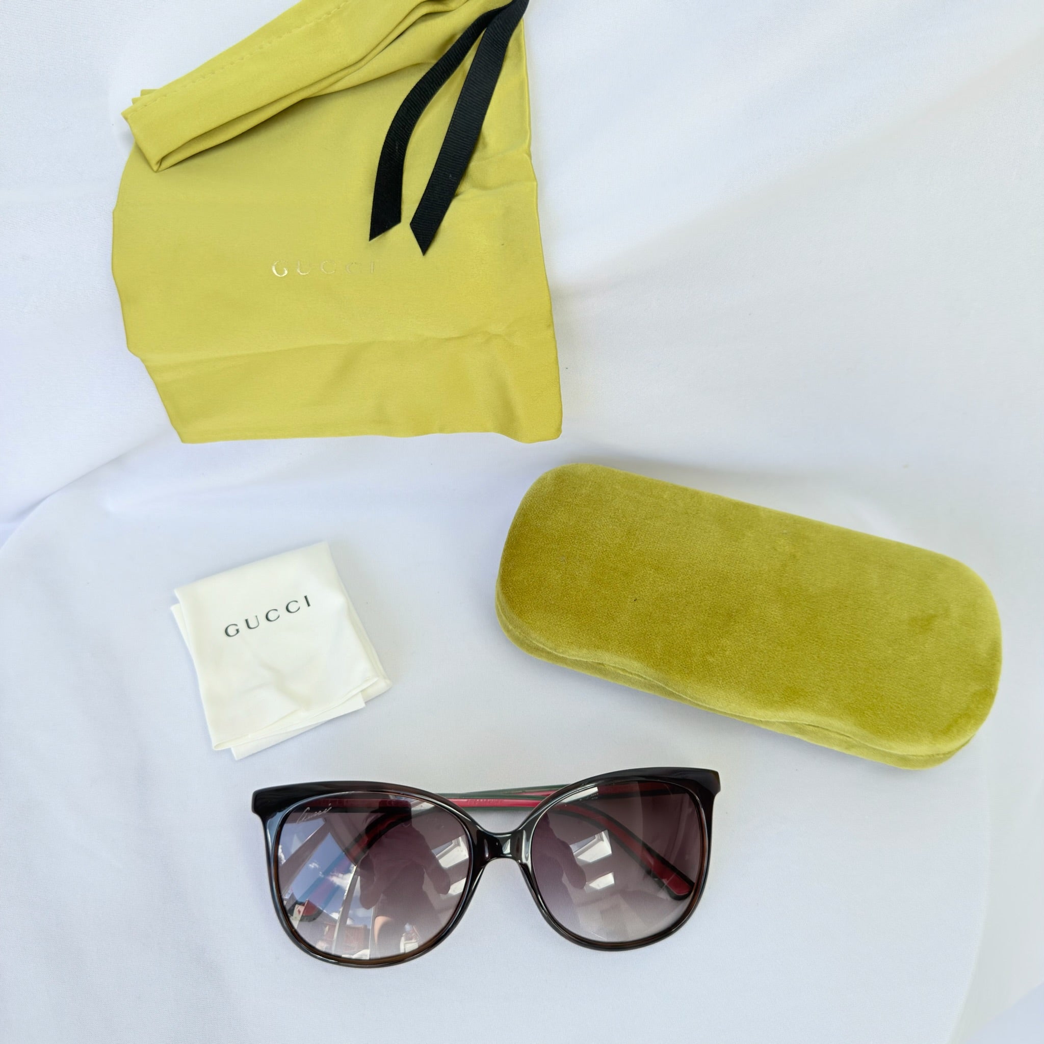 Gucci Cat Eye Black Green Red GG 3649/S 56mm Women’s sunglasses
