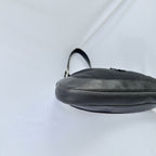 Vintage Gucci Jackie Small Handbag Black Leather And Nylon Piston Push-Lock Silver Closure Single Adjustable Strap