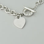 Authentic Vintage Tiffany & Co. Sterling Silver 925 Toggle Heart Pendant Choker Necklace With Pouch 16 inches