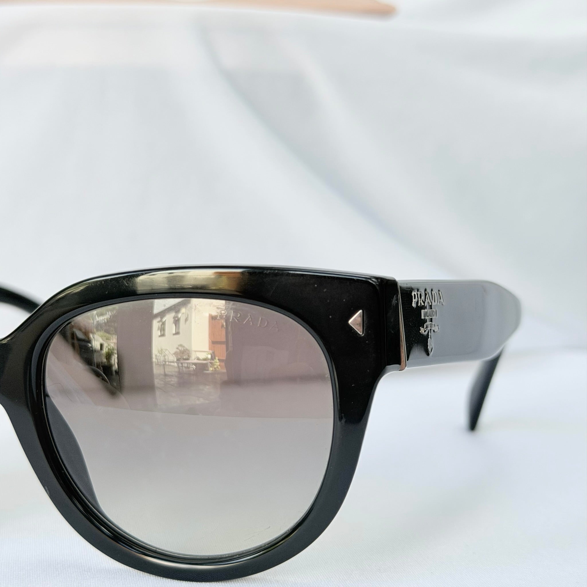 Authentic Prada Round Cat Eye Black Thick Frame Oversized Women’s Sunglasses