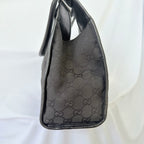 Vintage Gucci Jackie Bardot Medium Size GG Monogram Canvas Leather Black Handbag With Dustbag