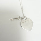 Tiffany&Co. Return to Tiffany Medium Heart Key Lock Women's Necklace Silver 925 Sterling 16 inches With Packaging