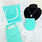 Tiffany & Co. Return to Mini Double Blue Heart Women's Necklace 18 Inches Sterling Silver 925 With Packaging