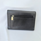 Chanel CC Logo Caviar Skin Trifold Wallet Black Leather Zipper Medium