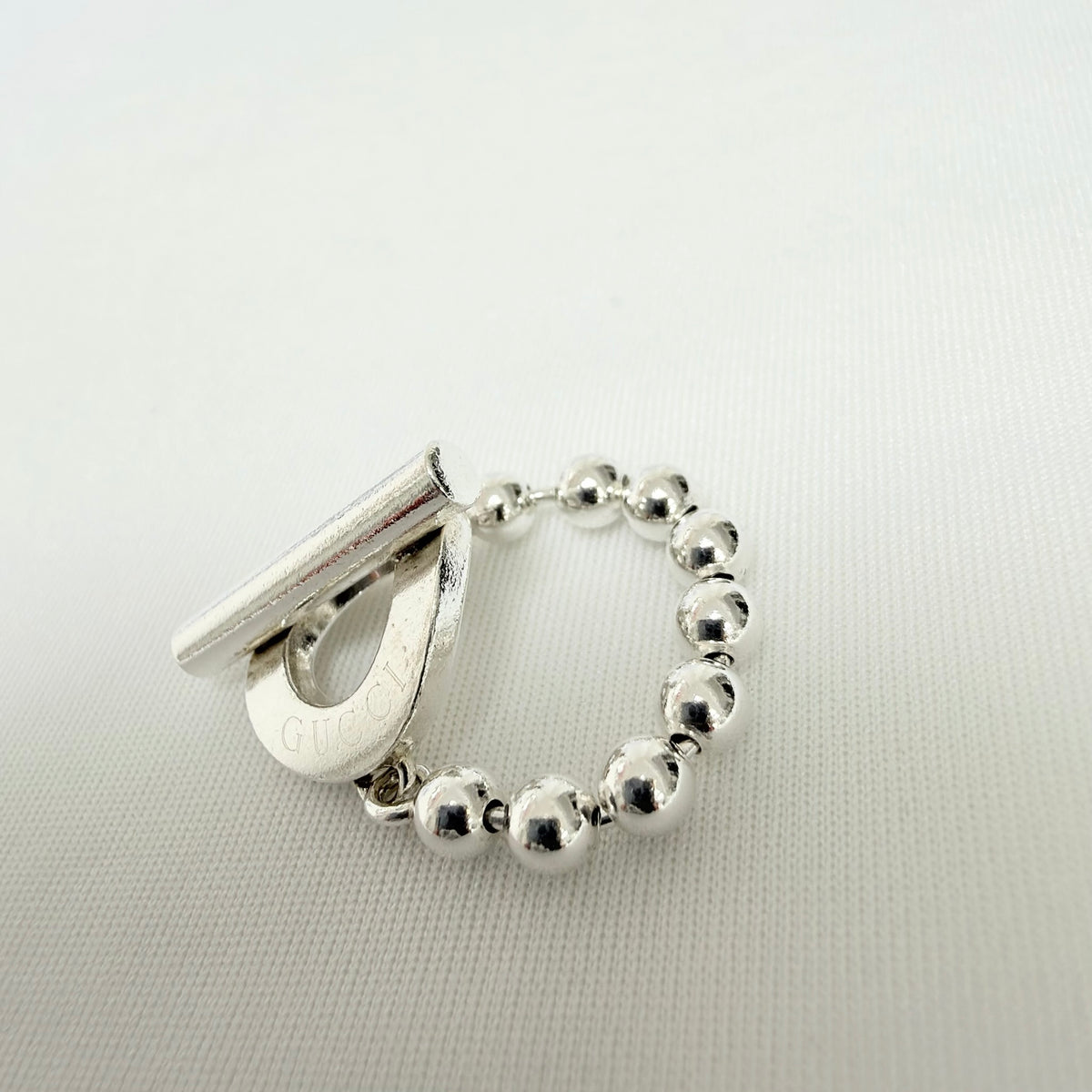 Gucci Vintage Hoop Boule Sterling Silver 925 Women’s Ring Size 16, UK P, EU 56