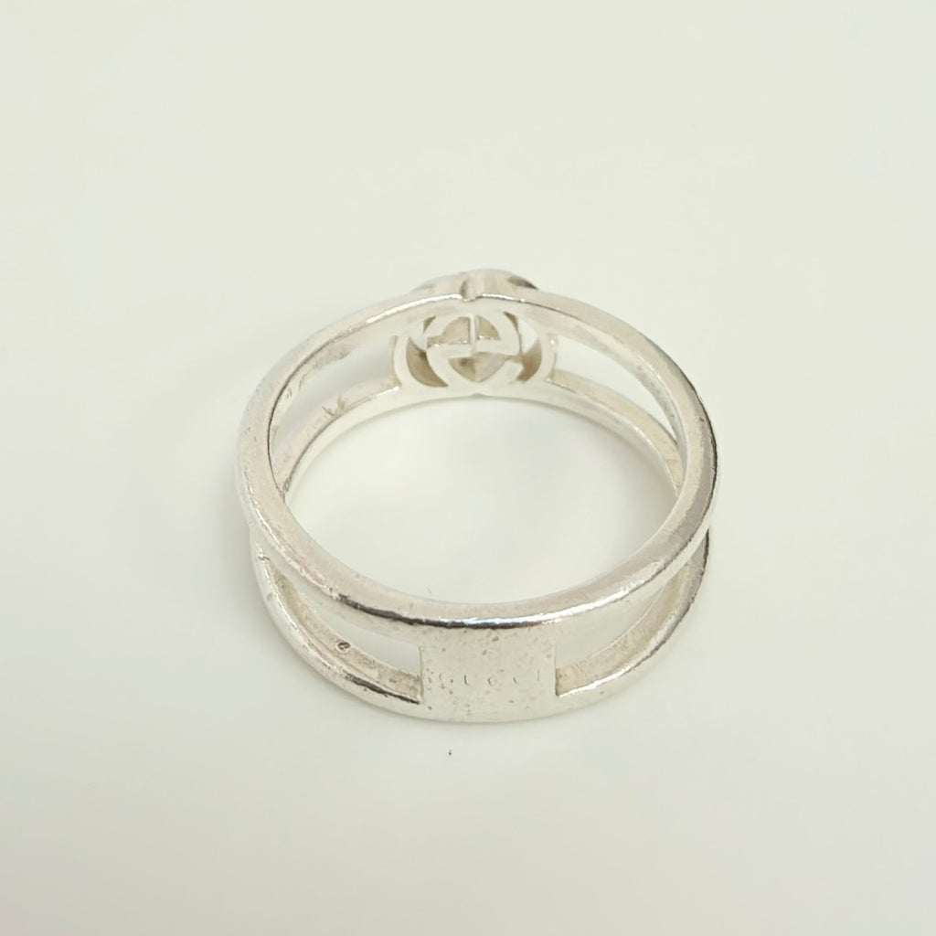 Gucci Interlocking Cut Out GG Double Band 6mm Silver Women's unisex Size 11, UK K1/2, EU 51