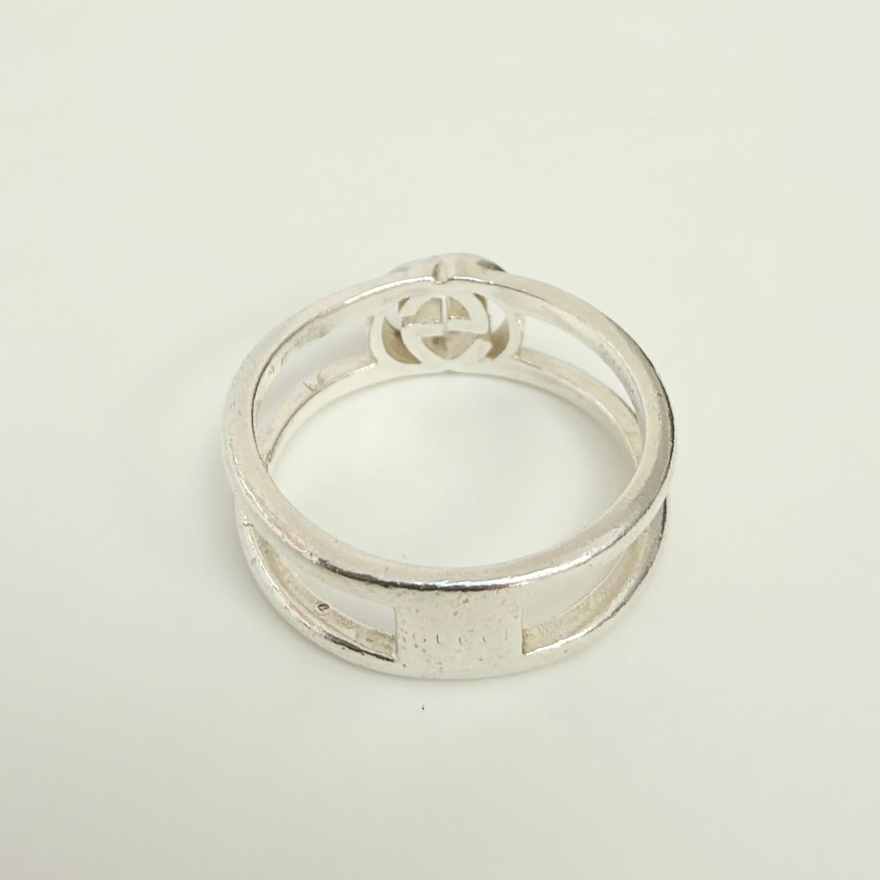 Gucci Interlocking Cut Out GG Double Band 6mm Silver Women's unisex Size 11, UK K1/2, EU 51