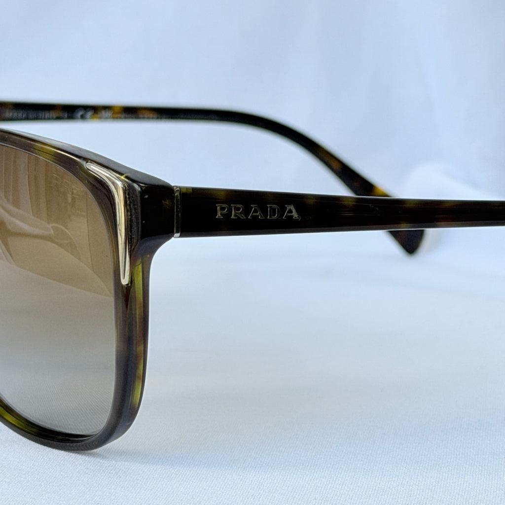 Prada Cat Eye Square Metal Corners Women's Sunglasses Brown Tortoiseshell Polarised SPR 01O