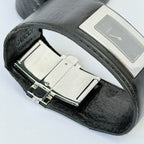 Gucci 7800L Women's Quartz Watch Black Leather Rectangular With Packaging 19cm