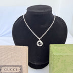 Gucci Interlocking GG Pendant Sterling Silver 925 Necklace 19 Inches With Packaging