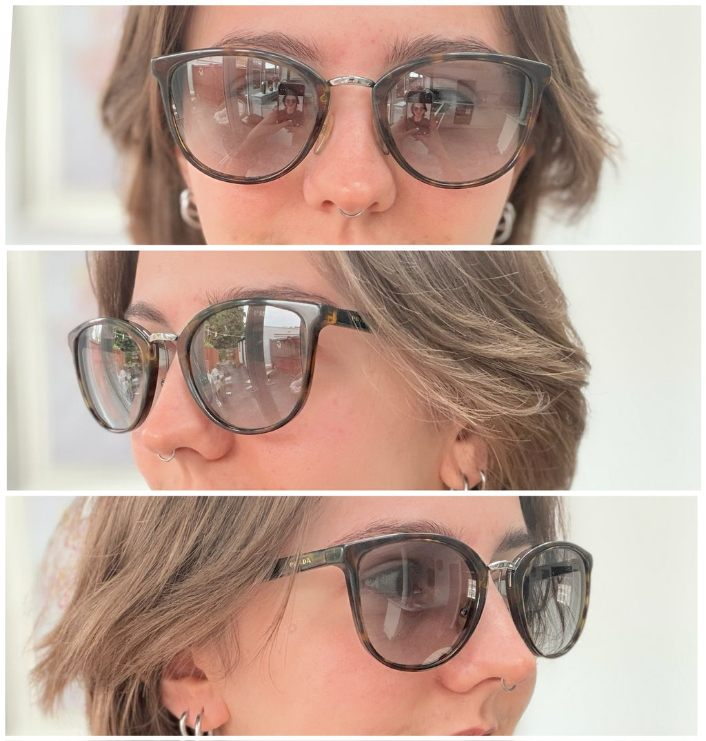 Authentic Prada Brown Tortoiseshell Oval Round Cat Eye Women Sunglasses With Case