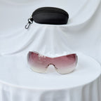 Vintage Prada Y2K Lilac Purple Silver Frameless Wrap Sunshield Oversized Sunglasses SPR 041